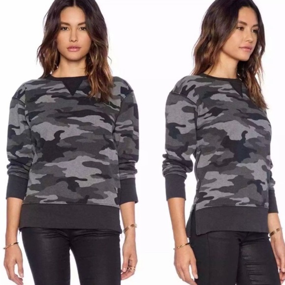 Current/Elliot The Stadium Zip Sweatshirt in Distressed Black Camo size medium - Picture 2 of 11